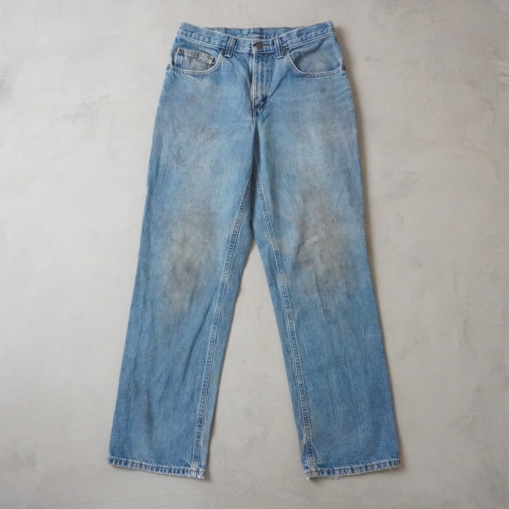 Vintage Carhartt Relaxed Fit Jeans 31x30 Blue Light Wash Workwear Denim